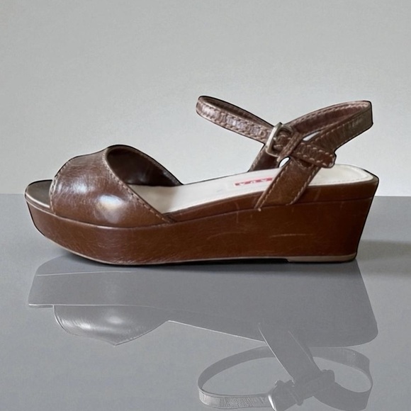 Prada Shoes - PRADA BROWN WEDGE SANDALS SIZE 37